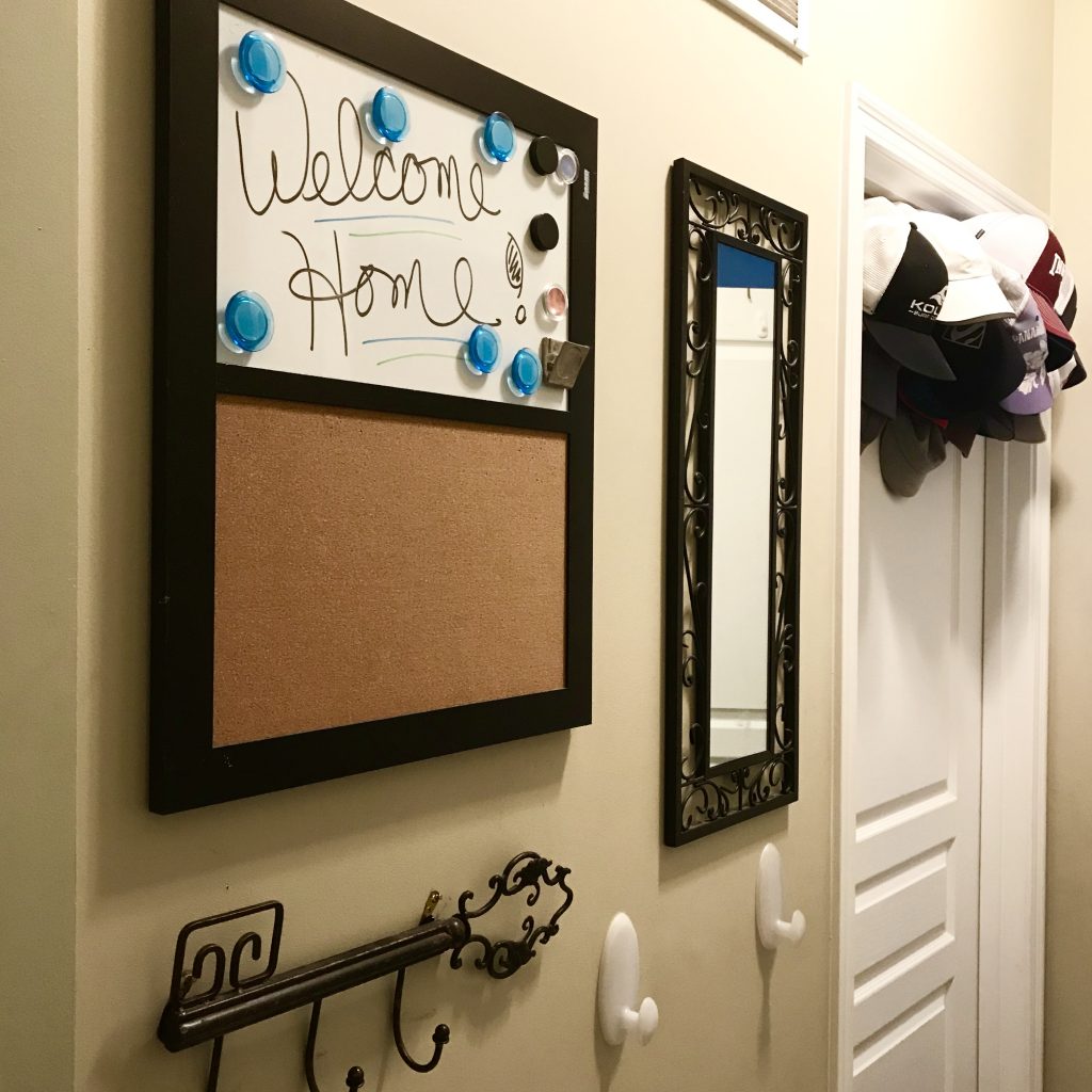 Organization Solutions for your entryway to get you out the door faster even with kids!  And keep you productive!  #momlife #productivity #organization #entryway #tips #hacks #solutions 