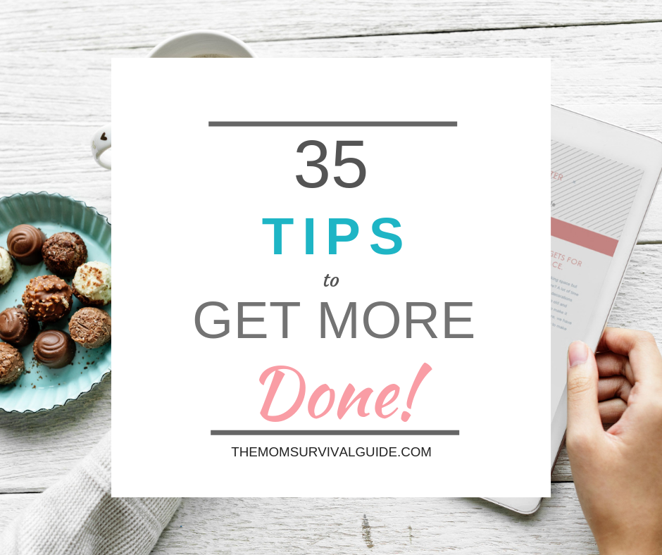 35 tips to get more done in a day for moms through planners and time management to increase productivity. #tips #planner #printables ##stayathomemoms #productivity #inaday #timemanagement #organization