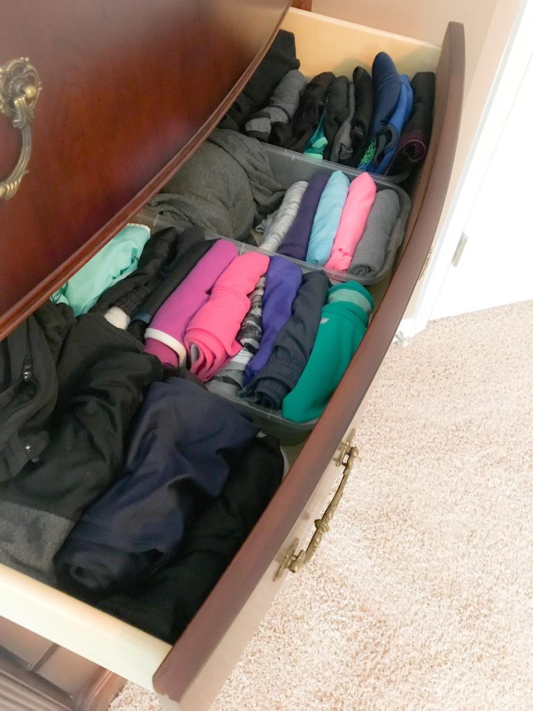 Kon Mari Folding Method for overloaded cluttered up drawers. #KonMari #folding #organization #clutter