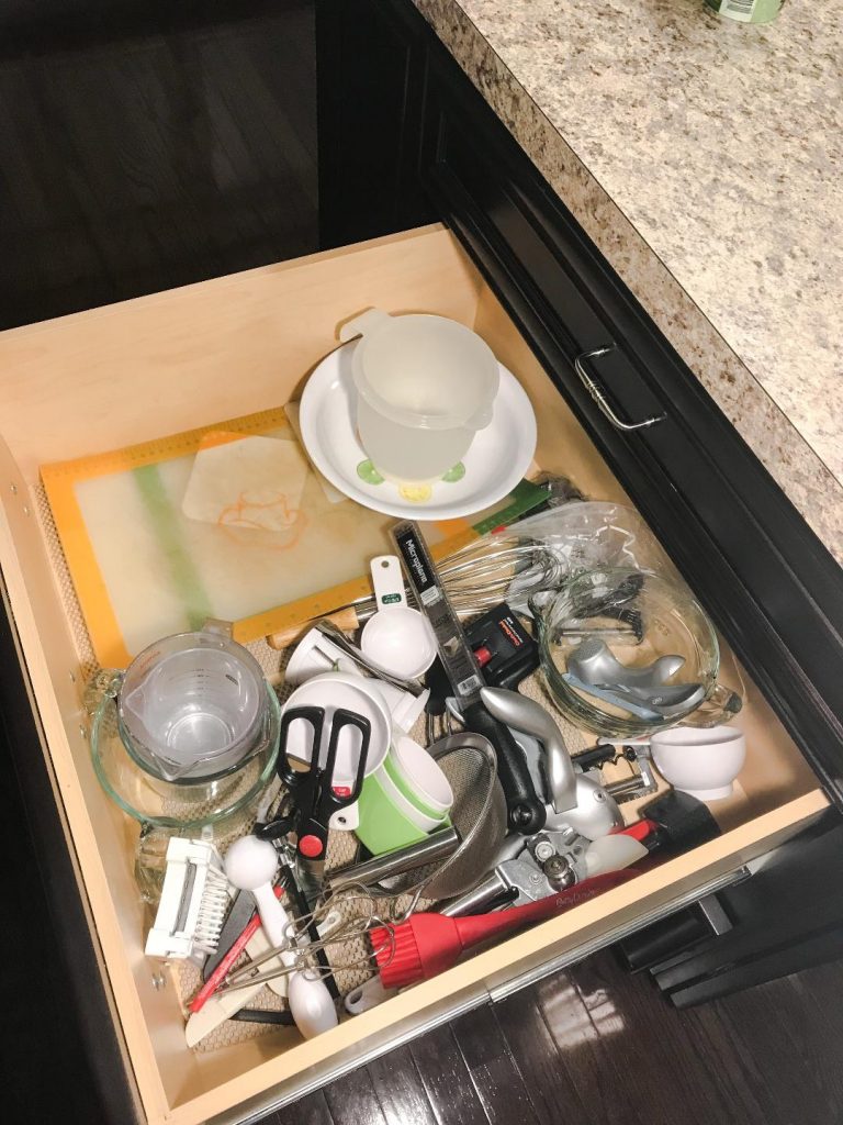 Kitchen utensil drawer before and after organization.  #organization #solution #kitchen