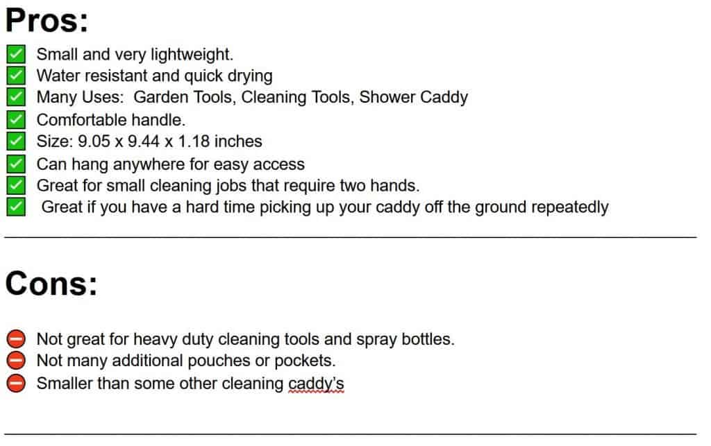 pros and cons list of hanging cleaning caddy