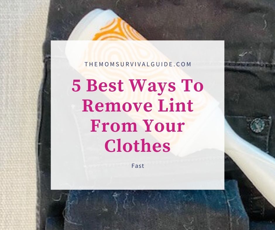 5 best ways to remove lint from your clothes fast feature image with black pants and lint roller
