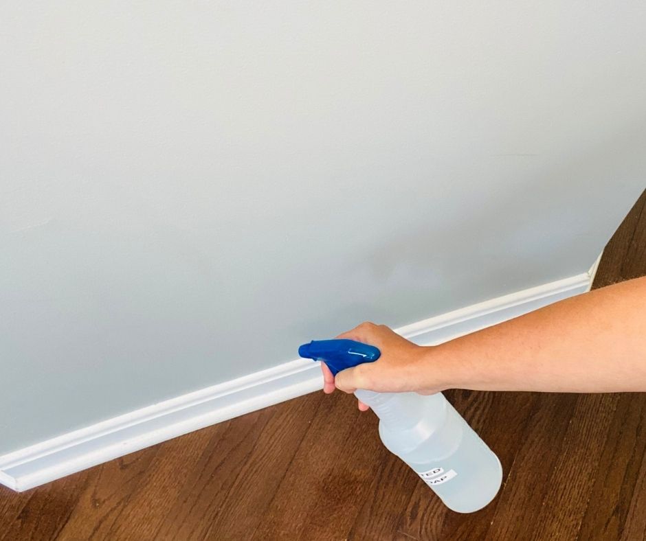 spray bottle to clean baseboards without bending over