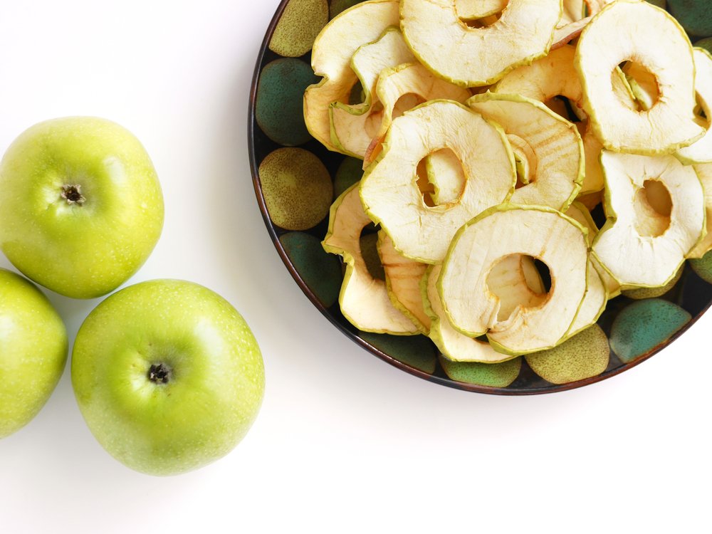 bowl of apple chips for mom to snack on