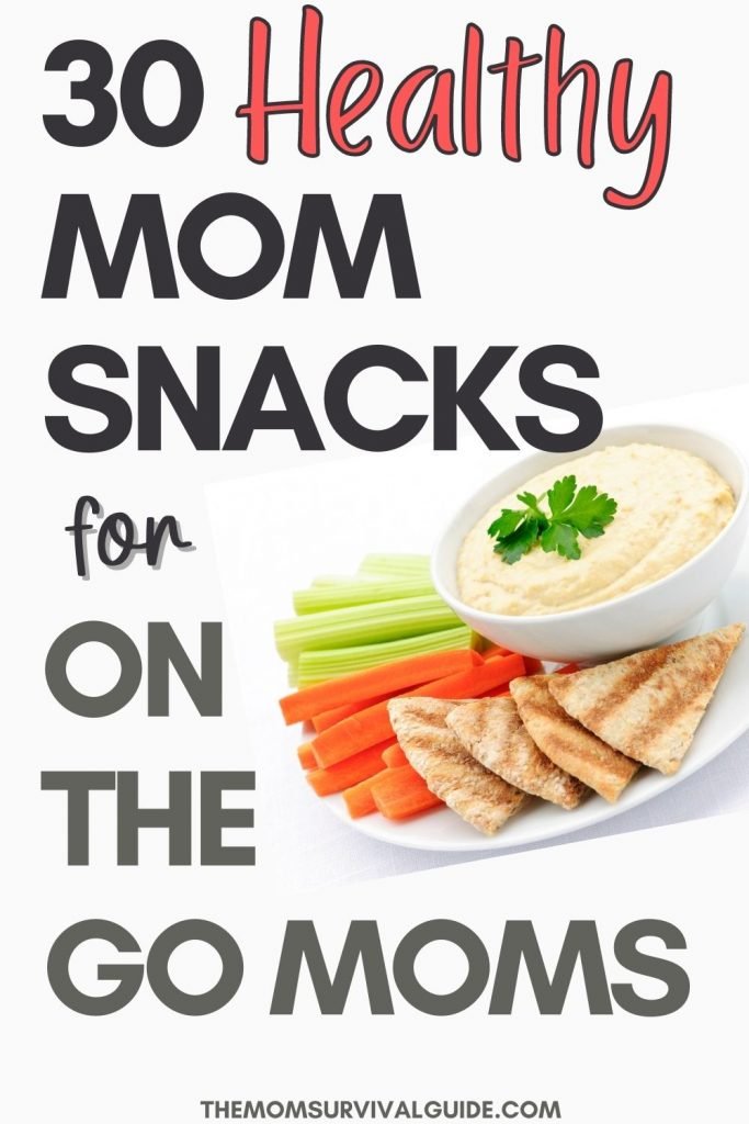 carrots, celery, pita bread and hummus pin for mom snacks