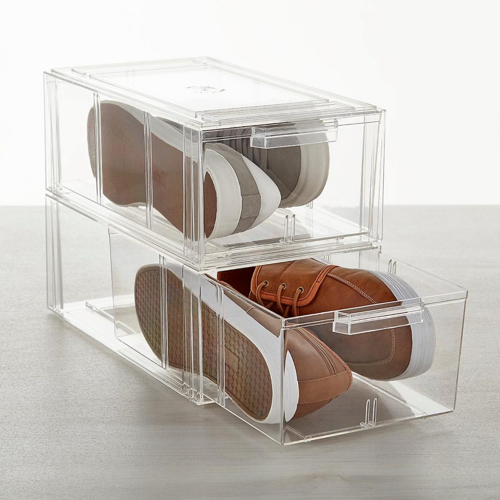 acrylic drawers with shoes inside