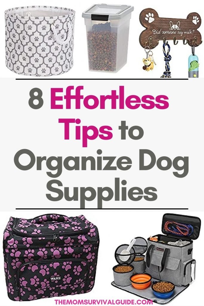 how to organize dog stuff pink and grey writing