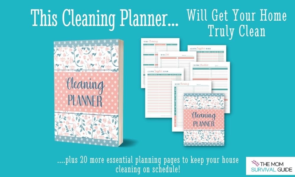 cleaning planner image with cleaning planner sheets spread out to see.