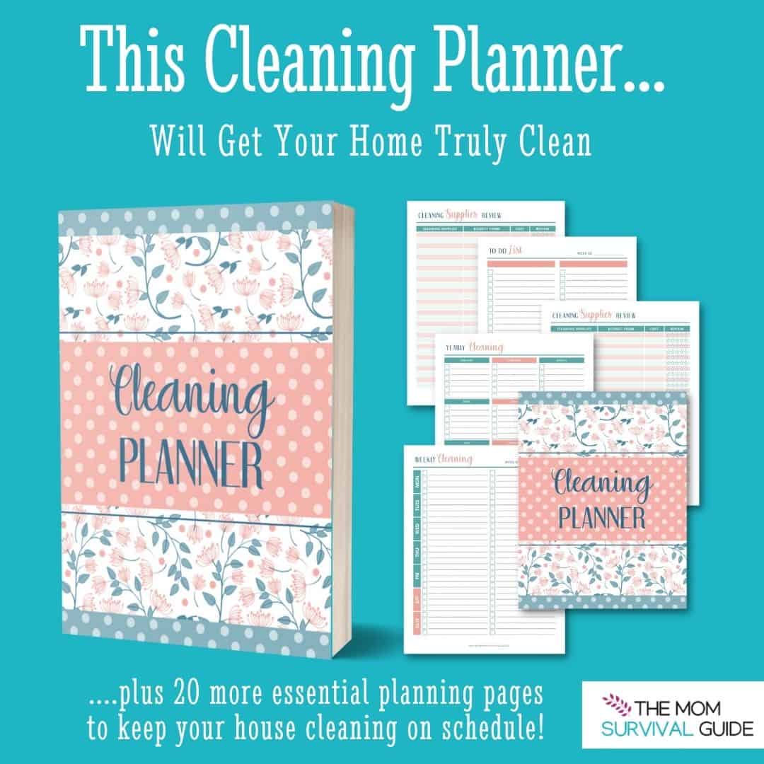 cleaning planner image with cleaning planner sheets spread out to see.